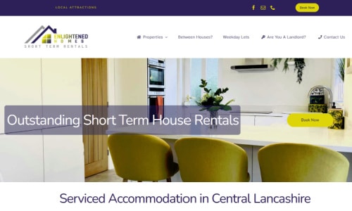 Home page of Enlightened Short Term Rentals - Wordpress Website Design, Warrington