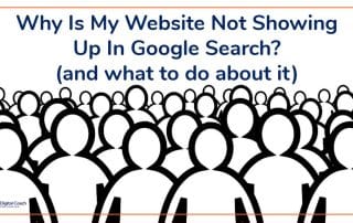 Not showing up in Google Search represented by an outline of a crowd of people