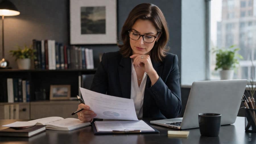 Professional reviewing important documents at a desk, representing the responsibility and higher standards expected in trusted professions